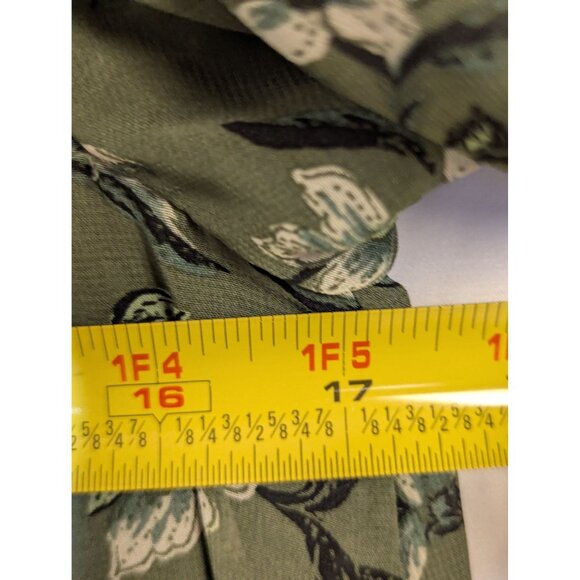 Floral Green Long-Sleeve Dress By Time And Tru M Size Made Of Polyester For Wome - Picture 6 of 8